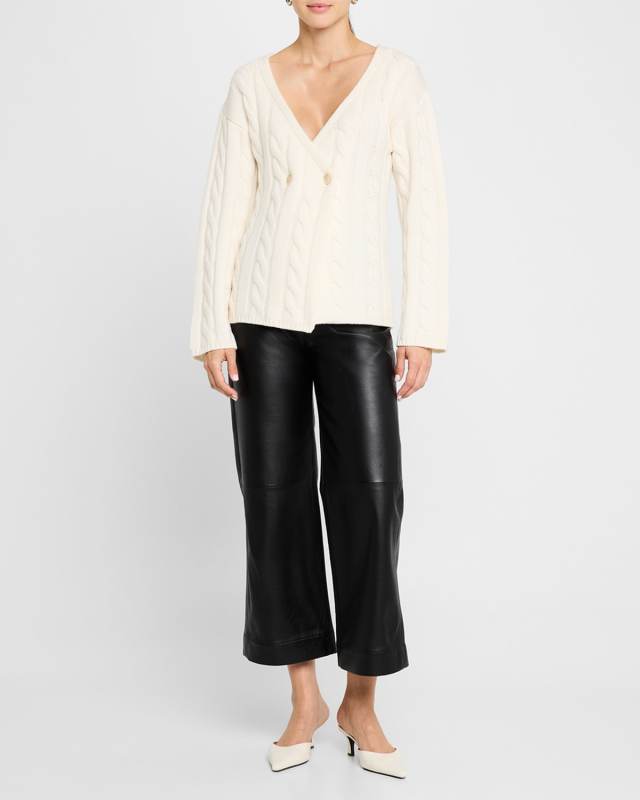 Double-Breasted Cashmino Cable Cardigan